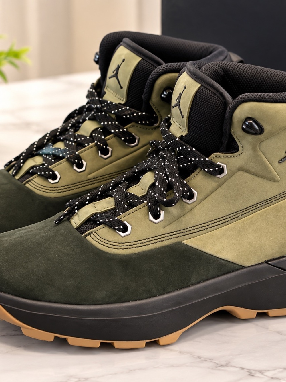 Jordan Olive & Black Suede Trail Sneakers
